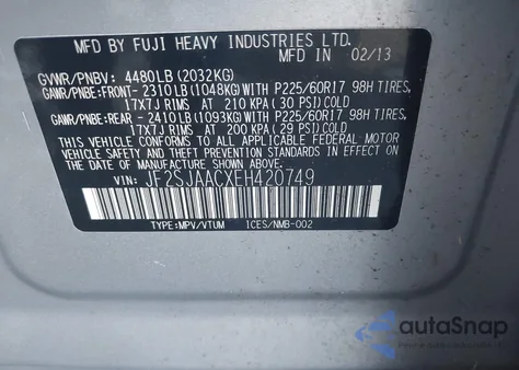 2014 Subaru Forester 2.5I из США, поврежденный, VIN JF2SJAACXEH420749
